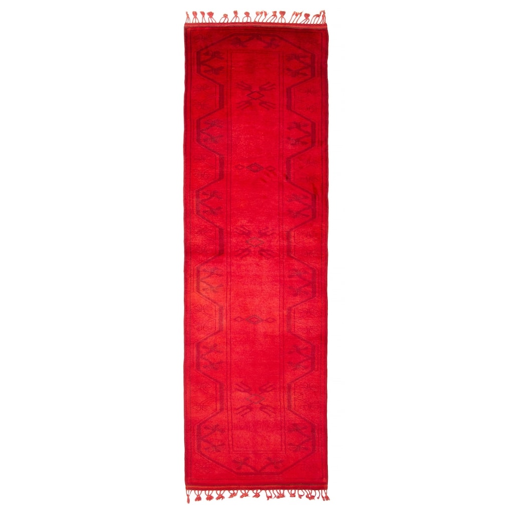 ECARPETGALLERY Hand-knotted Color Transition Red Wool Rug - 2'8 x 9'5