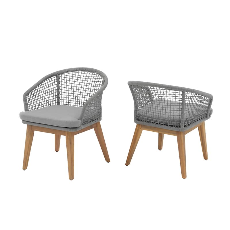 2 - Piece Woven Rope Patio Armchair Set with Cushions