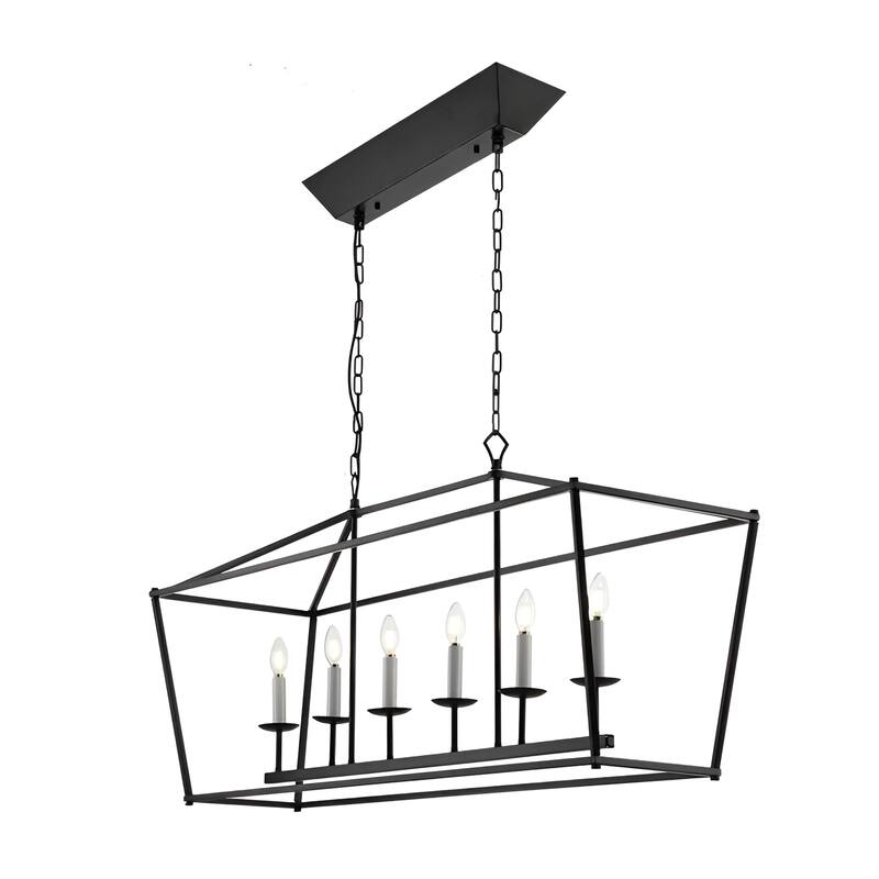 6 Light Kitchen Island Pendant Light Large Linear Lantern Chandelier