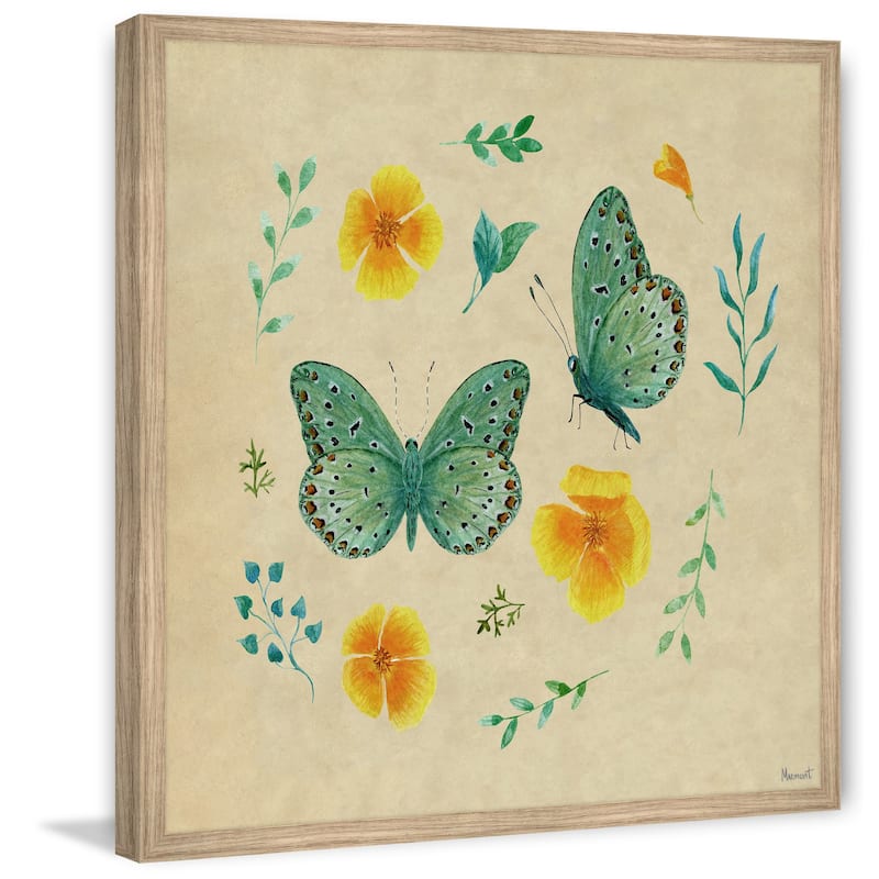 Flowers and Butterfly Framed Print