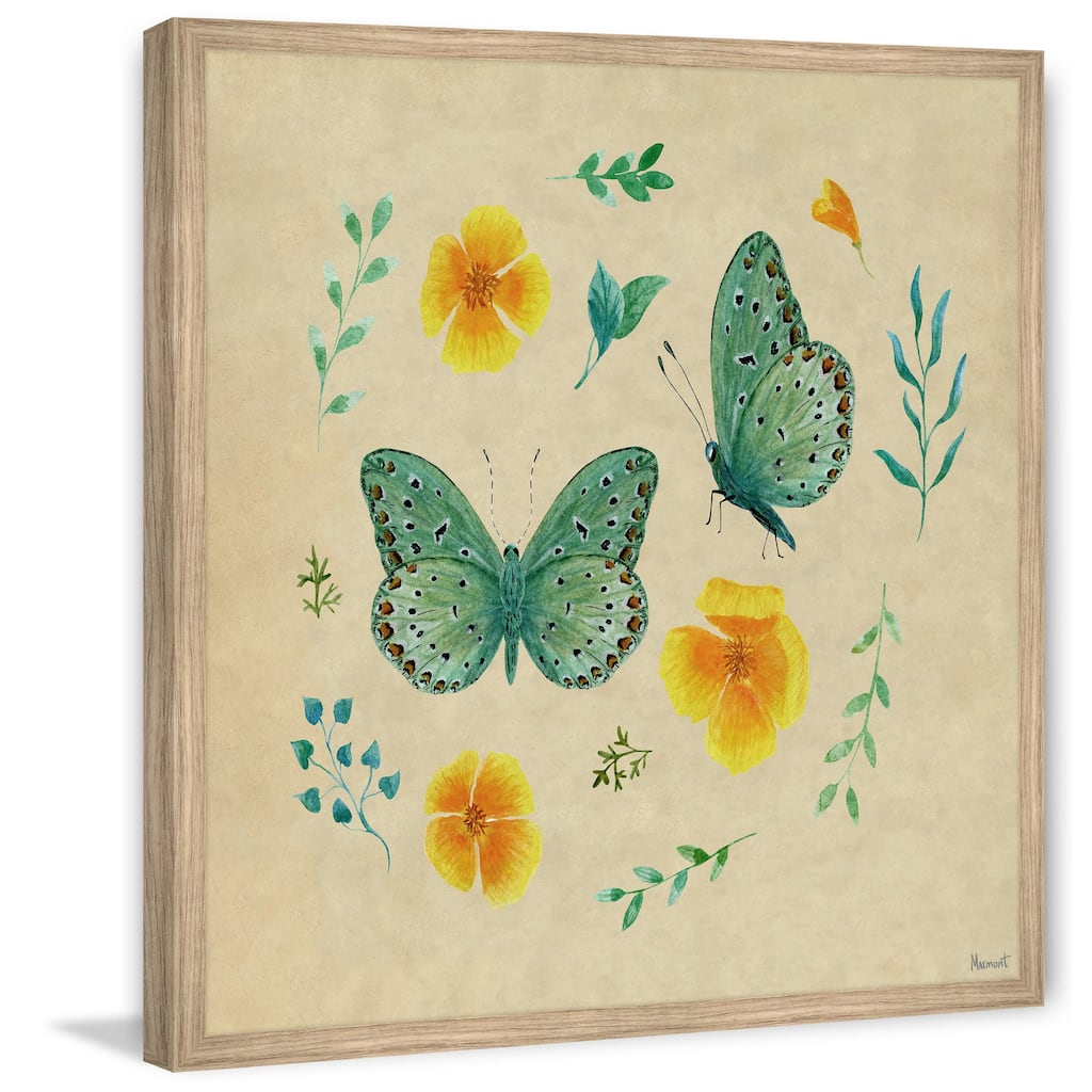 Flowers and Butterfly Framed Print