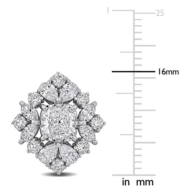 Miadora 3 4/5ct TDW Multi-Shaped Lab-Grown Diamond Cluster Stud Earrings 14k White Gold