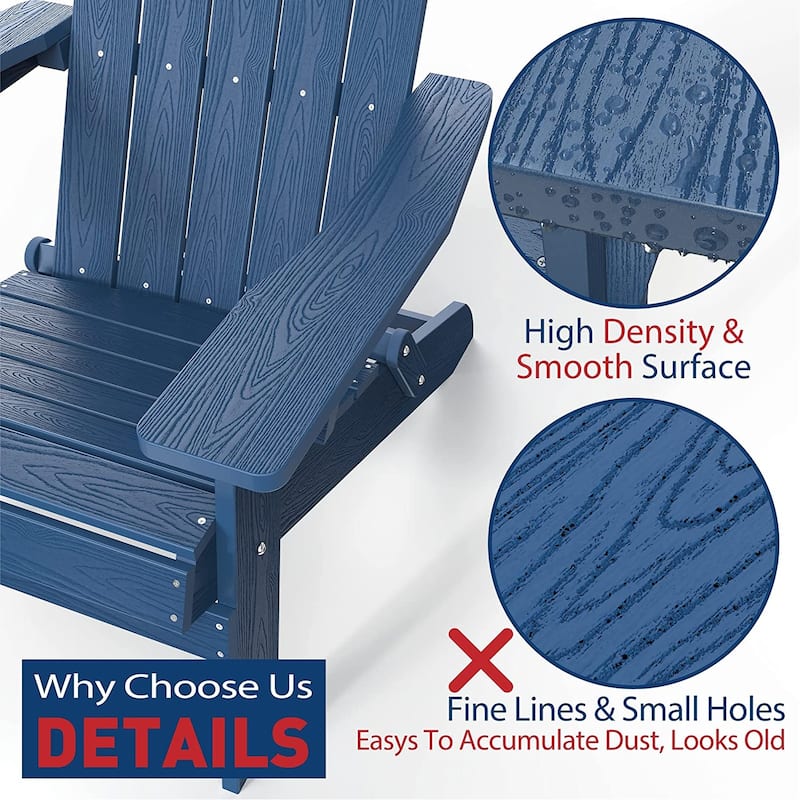 WINSOON All Weather HIPS Outdoor Folding Adirondack Chairs Outdoor Chairs Set of 4