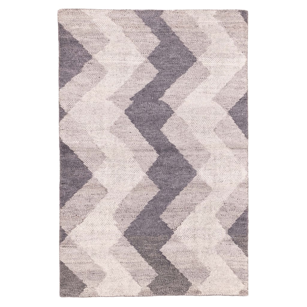 ECARPETGALLERY Hand-knotted Tangier Grey Wool Rug - 5'0 x 7'9