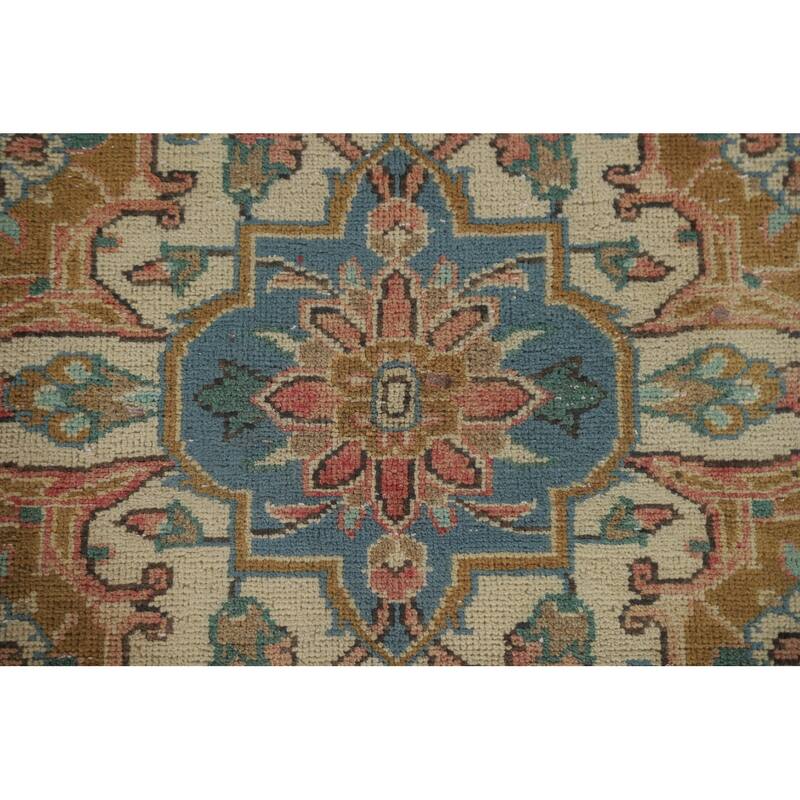 Hand Knotted Oriental 100% Wool Carpet Traditional Floral Pink Kashan Area Rug - 13' 1'' X 9' 8''