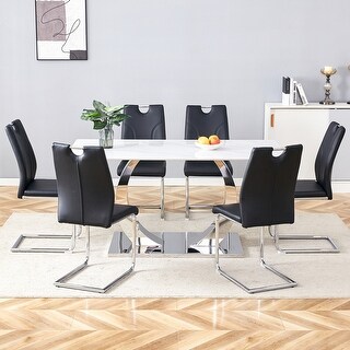 7-Piece Sintered Stone Dining Table and Chair Set - Bed Bath & Beyond ...