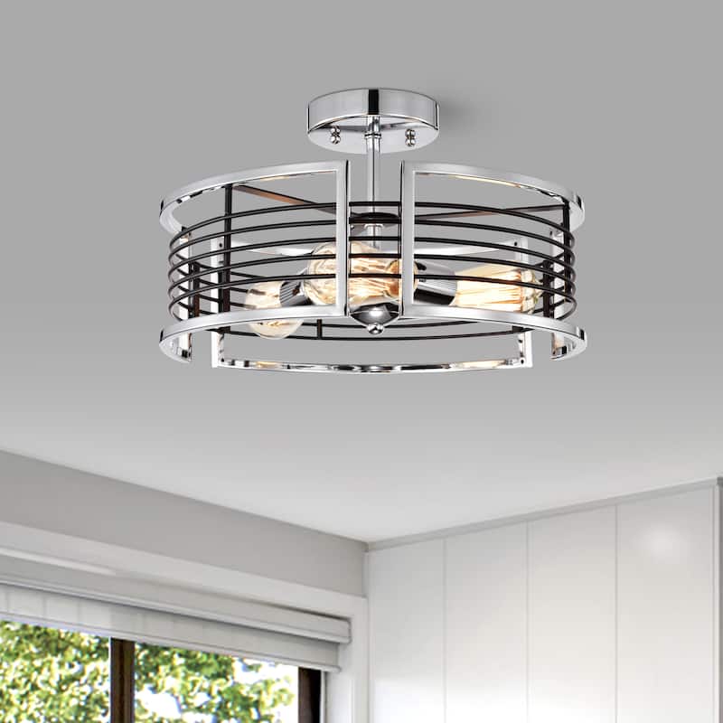 3-light Chrome Semi-Flush Mount