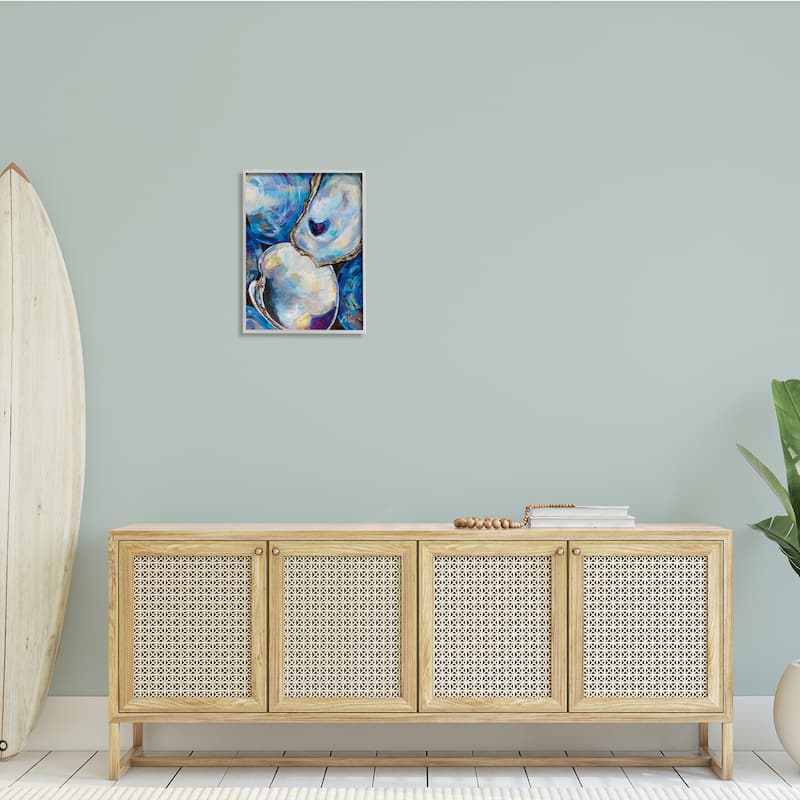 Stupell Expressive Coastal Seashells Abstract Mussel Clam Painting Framed Wall Art - Orange