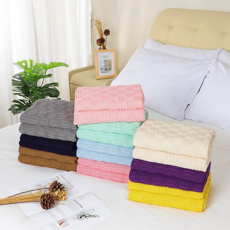 Soft Lightweight Lap Blanket Rectangle Sofa Throw Couch Cover Decors Knitted Blankets