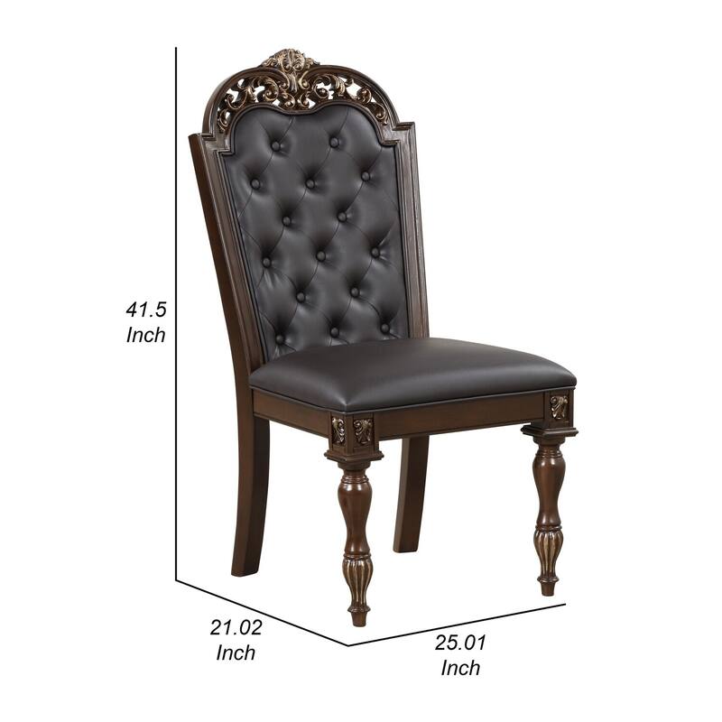 Brown/Black Faux Leather Upholstered Metal Frame Dining Chair, Sturdy Dining Chair for Dining Rooms - 20.5