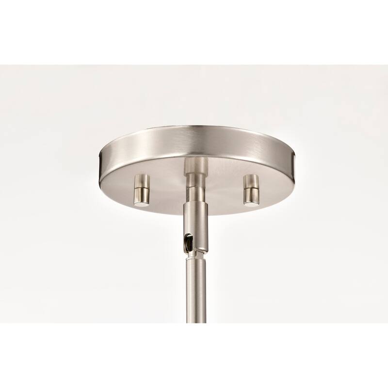Royale Large Pendant Brushed Nickel Finish Ribbed White Glass - Brushed Nickel