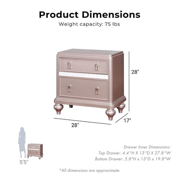 Furniture of America Gibson Modern 2-Piece Rose Gold Faux Leather Tufted Headboard Kids Panel Bed and Dresser Set