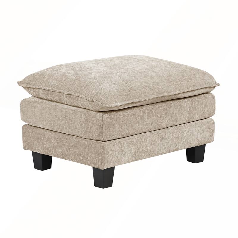 Modern Style Ottoman with Chenille Fabric and Durable Plywood Frame for Contemporary Living Rooms