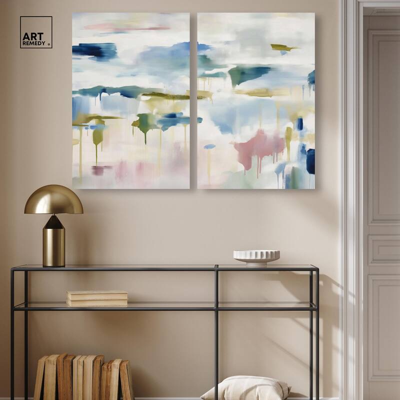Veil of Azure I Canvas Set of 2 by Art Remedy, Gallery Wrapped