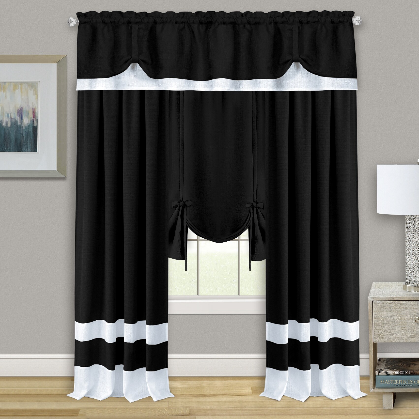 Darcy Window Curtain Tie Up Shade - 58x63-image