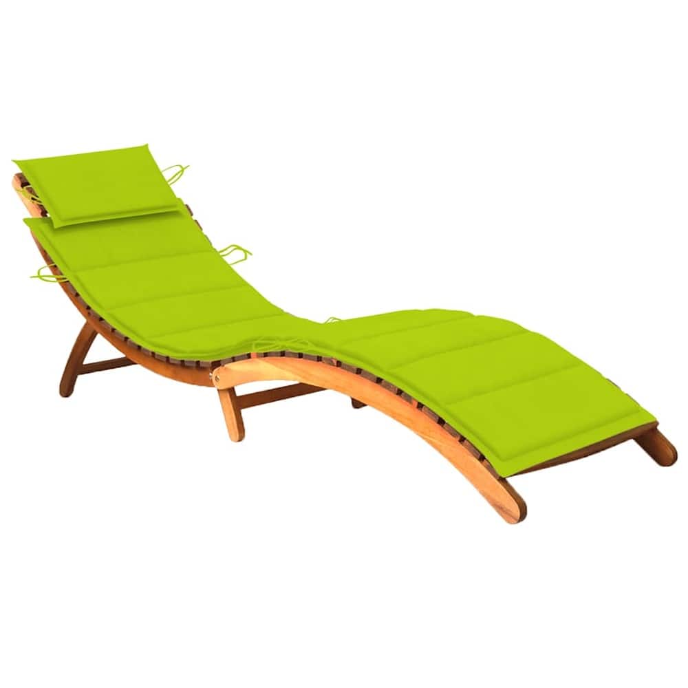 vidaXL Patio Sun Lounger with Cushion Solid Acacia Wood - 72.4" x 21.7" x 25.2"