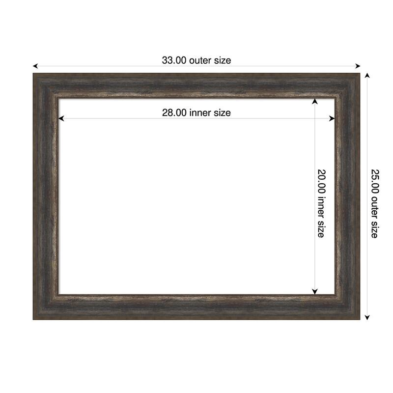 Amanti Art Alta Brown Grey Framed Dry Erase Magnetic Board - 33 x 25 in - Alta Rustic Char