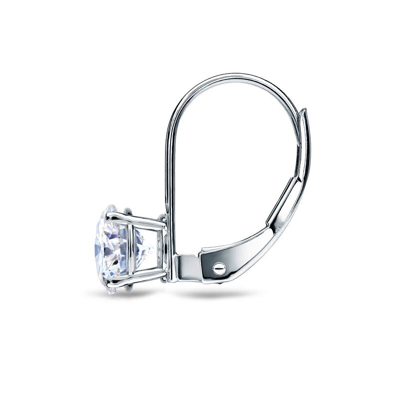 Auriya Round Solitaire Moissanite Leverback Earrings 2.00carat TW 14K Gold