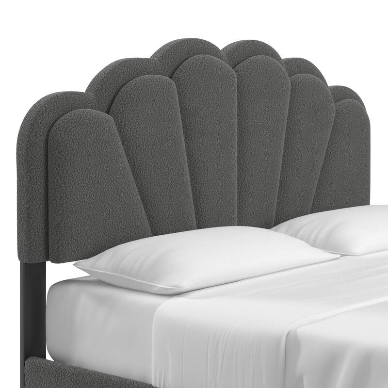 Wacissa LED Headboard Boucle Queen Platform Bed by iNSPIRE Q Modern
