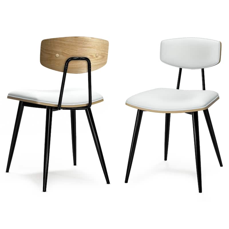 Nyla Mid Century Modern Dining Chair (Set of 2) in Vegan Faux Leather - 20.5" D x 19.3" W x 31"H