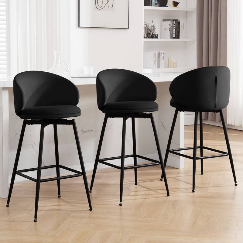 26"/30" Velvet Upholstered Swivel Counter/Bar Stools Set of 2/3