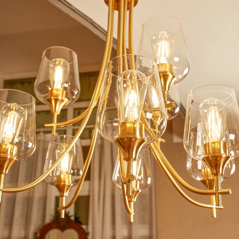 9 Light Shaded Tiered Chandelier