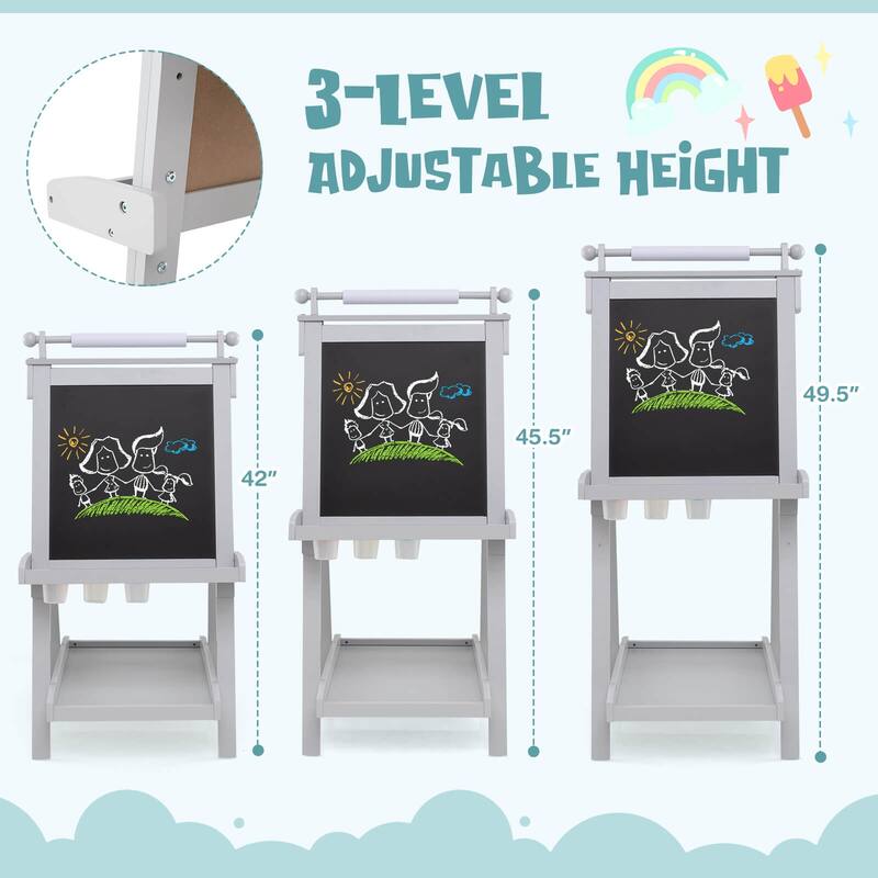 Costway Foldable Easel for Kids 3-in-1 Double-sided Art Easel with - See Details