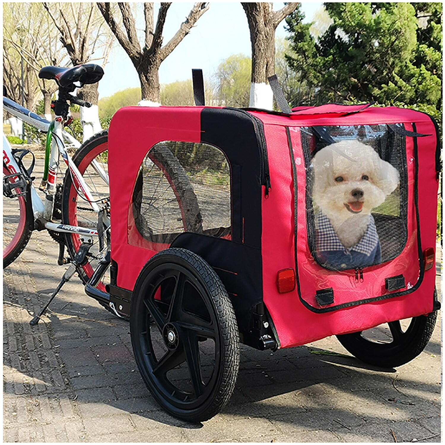 Outdoor Heavy Duty Foldable Utility Pet Stroller Dog Carriers Bicycle Trailer Green