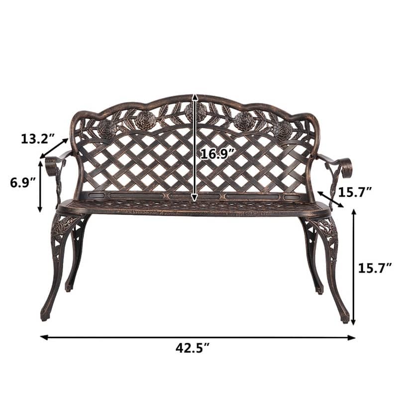 Outdoor 42.5 in. Cast Aluminum Park Decorative Bench