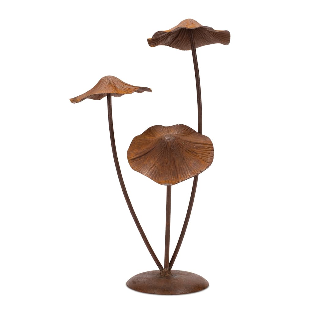 Mushroom Outdoor Garden Statue - 18.25" - Bronze