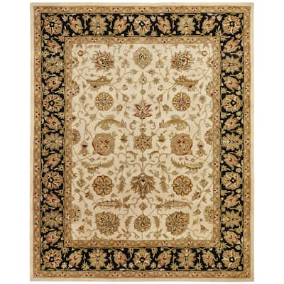 Empire Ivory and Black Wool Hand-tufted Area Rug