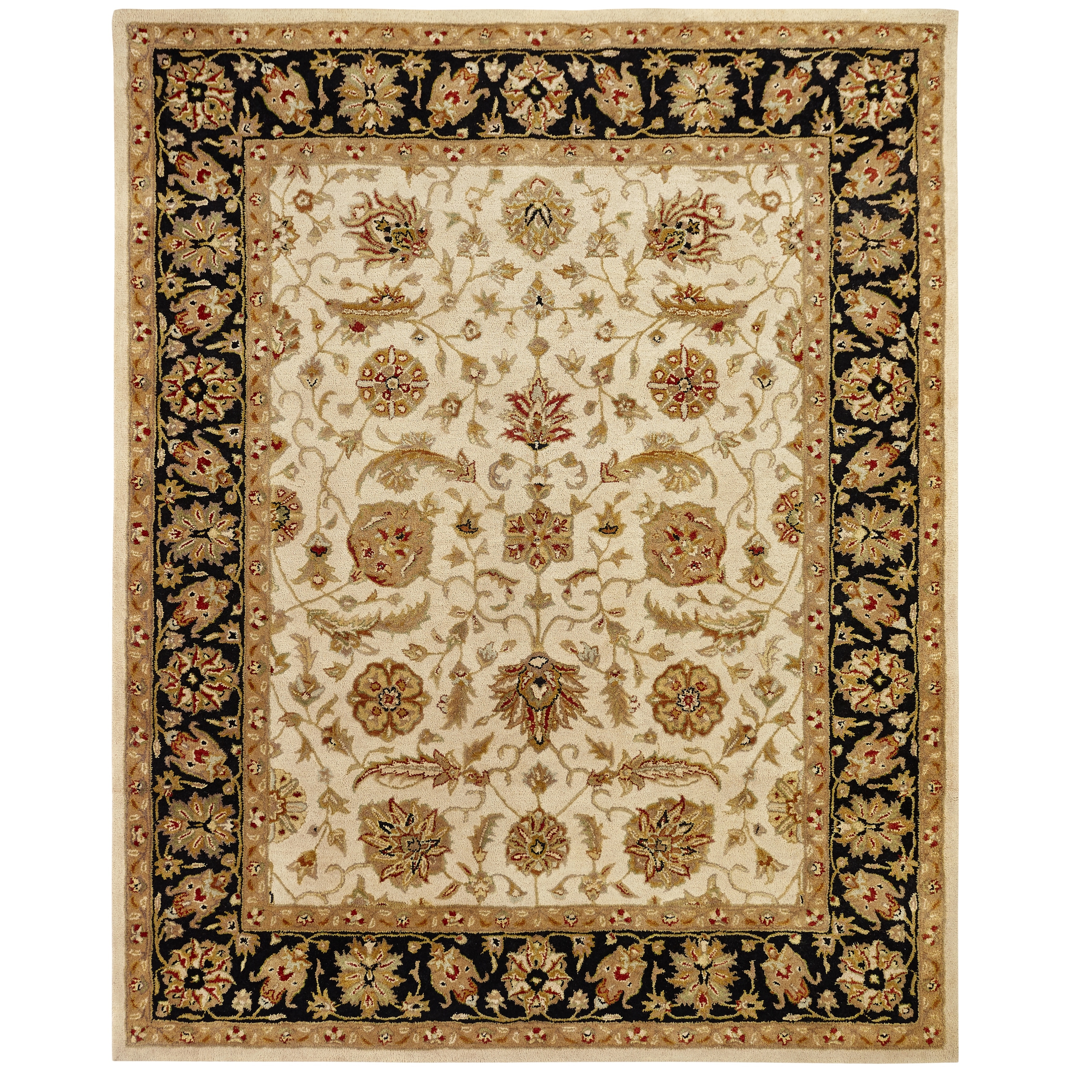 KALATY Empire Ivory and Black Wool Hand-tufted Area Rug
