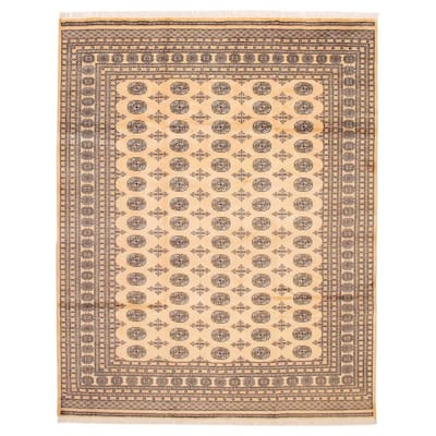 ECARPETGALLERY Hand-knotted Finest Peshawar Bokhara Ivory Wool Rug - 8'1 x 10'2