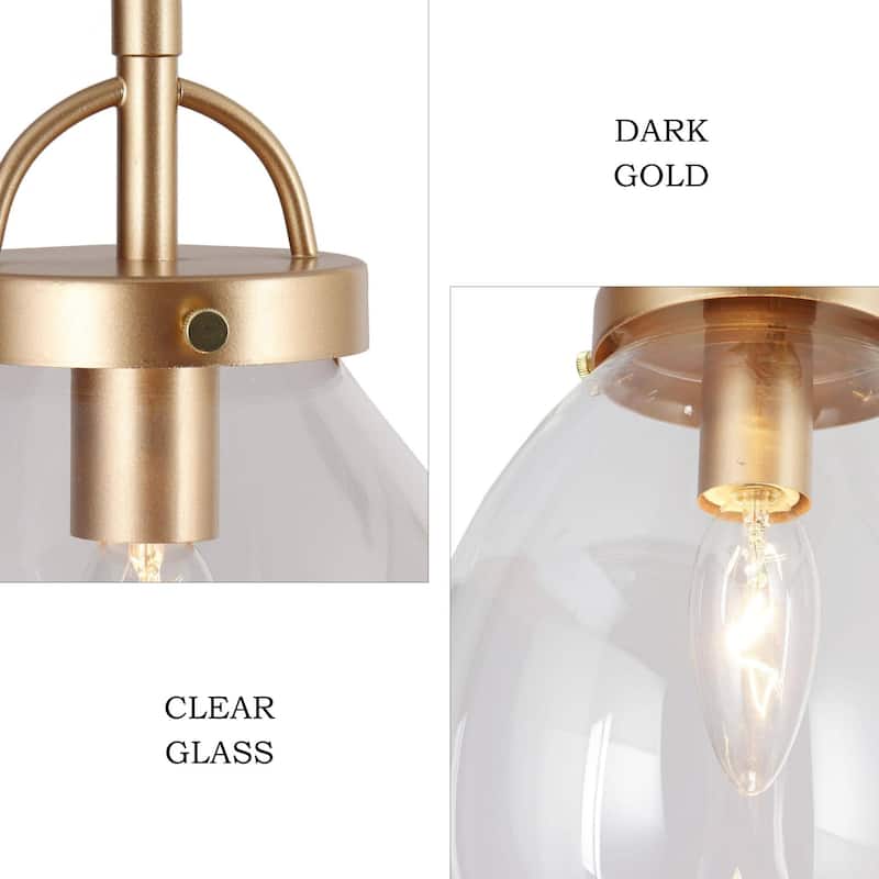 Modern Gold 1-Light Clear Glass Island Pendant Lights for Dining Room - 6" D x 9" H