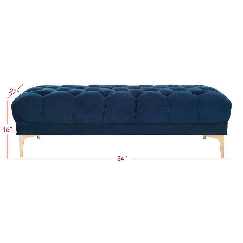 SAFAVIEH Rennie Navy/ Brass Tufted Rectangular Bench - 54" x 27" x 16" - 54Wx27Dx16H