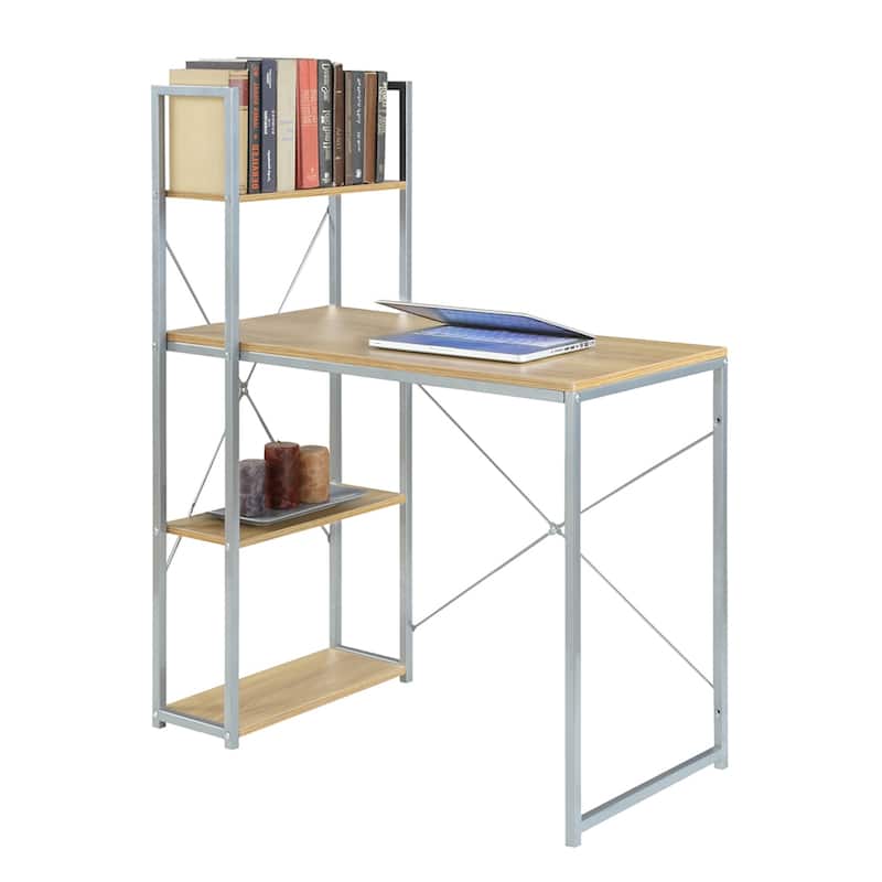 Office Work Station with Bookshelf - Home Office Desk & Storage