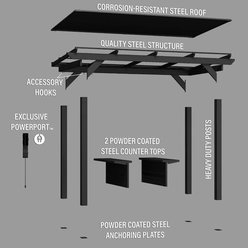 Backyard Discovery Rockport XL 12x6' Galvanized Steel BBQ Grill Gazebo