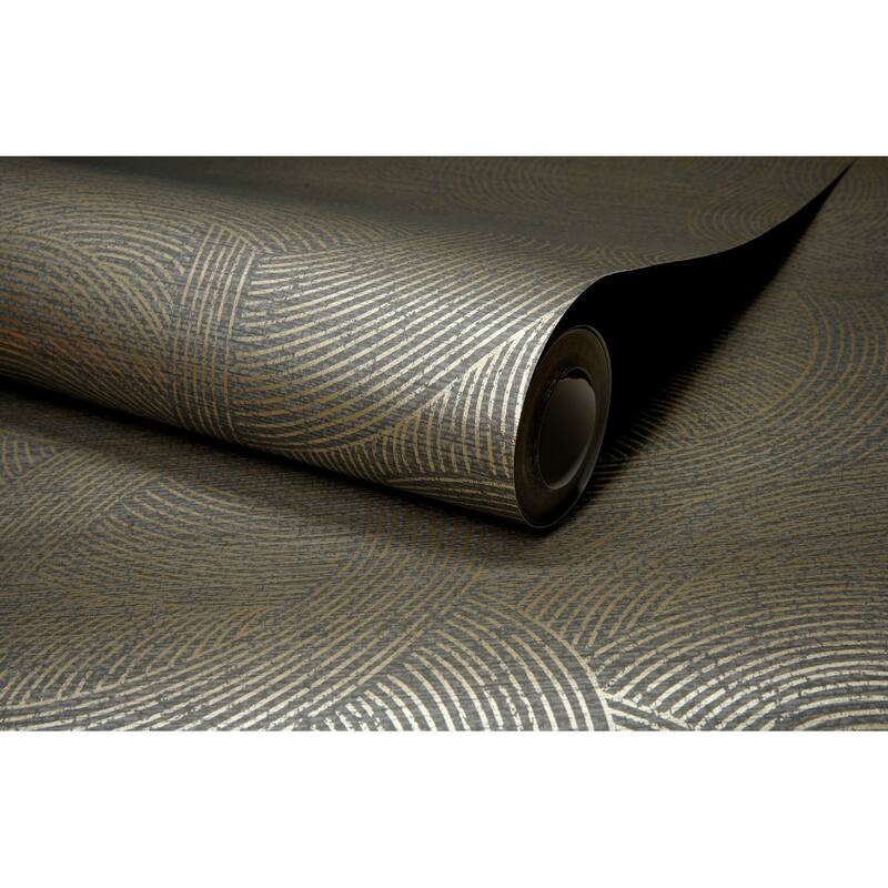 Chesapeake Harrison Charcoal Swirling Geometric Wallpaper