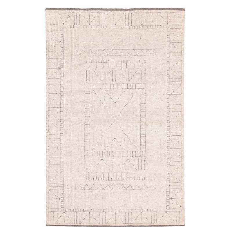 ECARPETGALLERY Hand-knotted Tangier Light Grey Wool Rug - 5'1 x 7'11