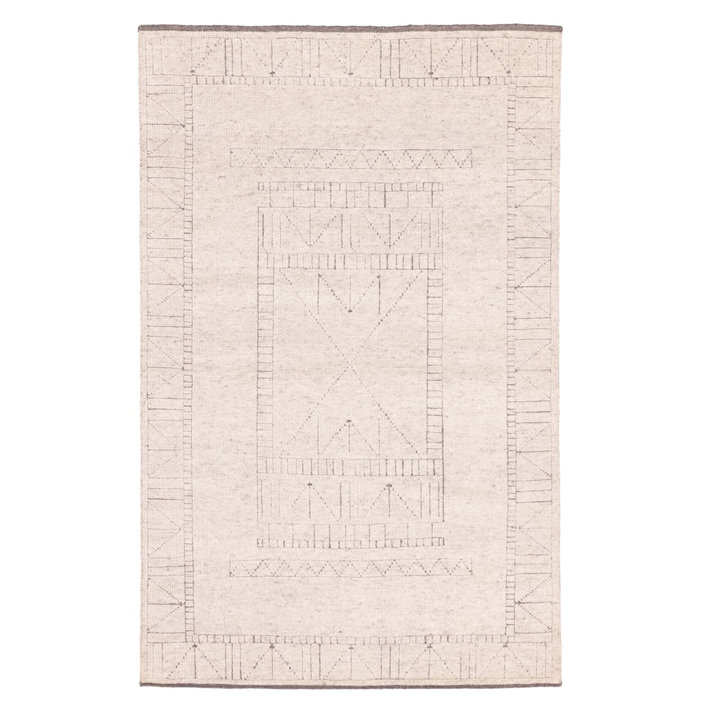 ECARPETGALLERY Hand-knotted Tangier Light Grey Wool Rug - 5'1 x 7'11