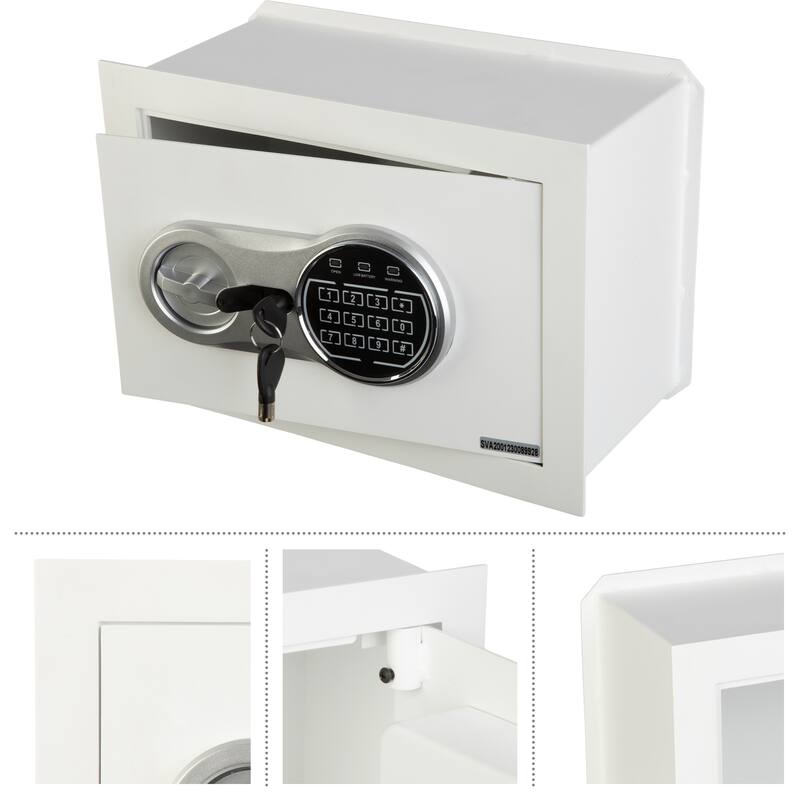 Wall Safe - Digital Safety Box with Passcode for Quick Access and Backup Key - Personal Safe for Cash - Wall Safes by Paragon