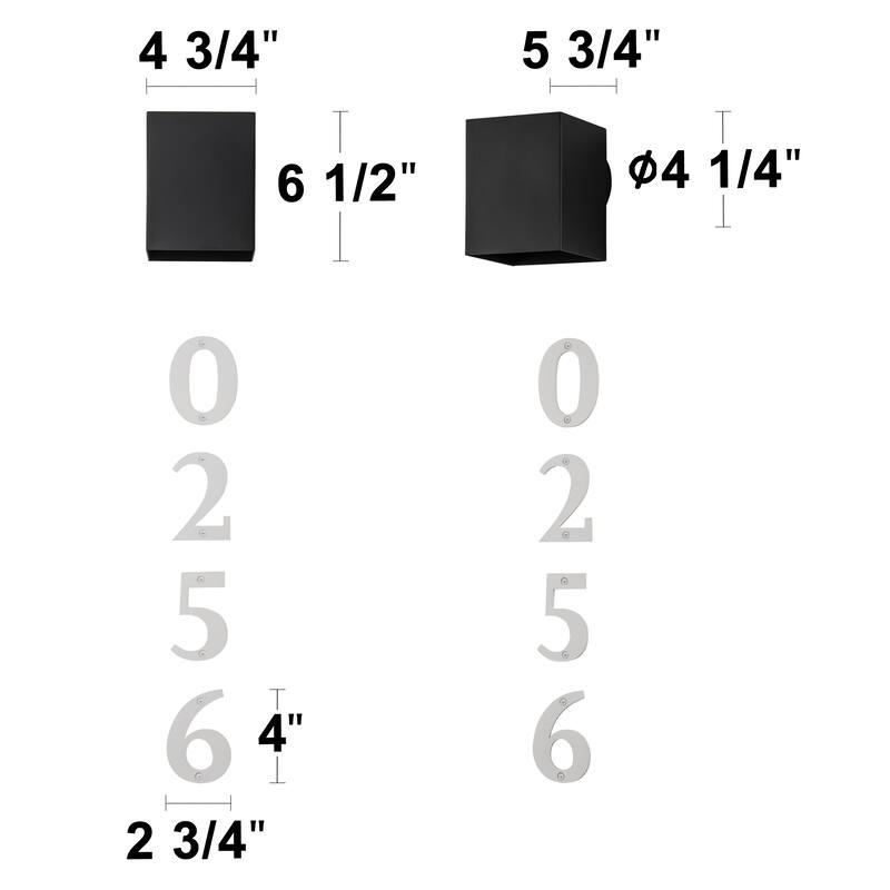 Matte Black Dusk to Dawn Outdoor Wall Lights with Door Numbers and Bulb Included