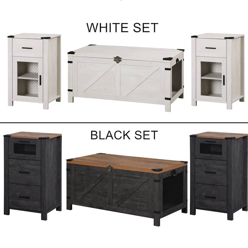 Lift top coffee table and end tabls set for living room