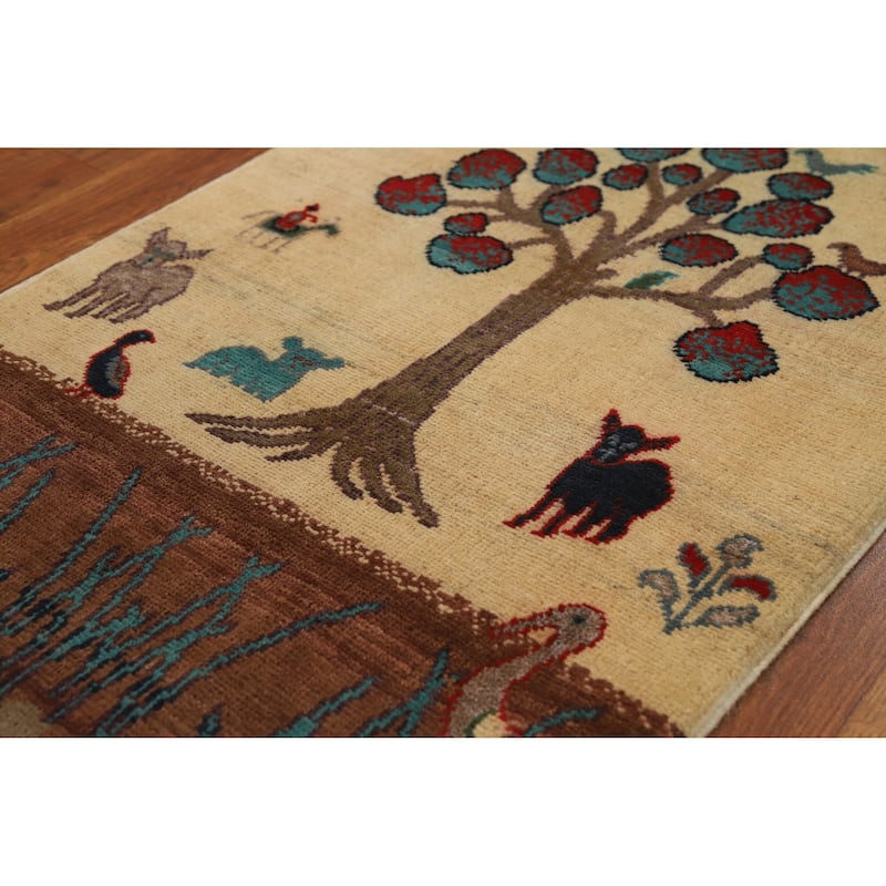 Traditional Kazak Oriental Foyer Rug Handmade Yellow Wool Carpet - 2'0"x 3'0"