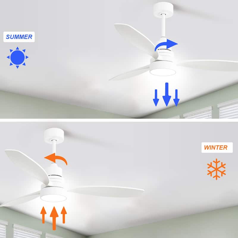 52 inch Wood Ceiling Fan with Light and Remote, Dimmable LED and Reversible DC Motor