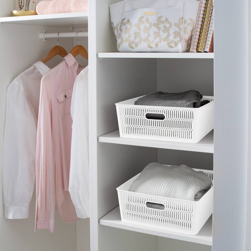 Simplify 4 Pack Slide 2 Stack It Storage Tote Baskets