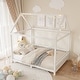 preview thumbnail 4 of 6, Wood Full Size House Bed with Guardrail and LED