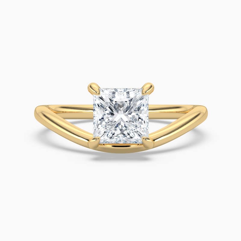 Auriya 14K Gold Lab Grown Diamond Princess Cut Curved Solitaire Engagement Ring 1.00 - 5.00ct. tw. (F-G, VS) - 4.00 carats - 5 - Yellow