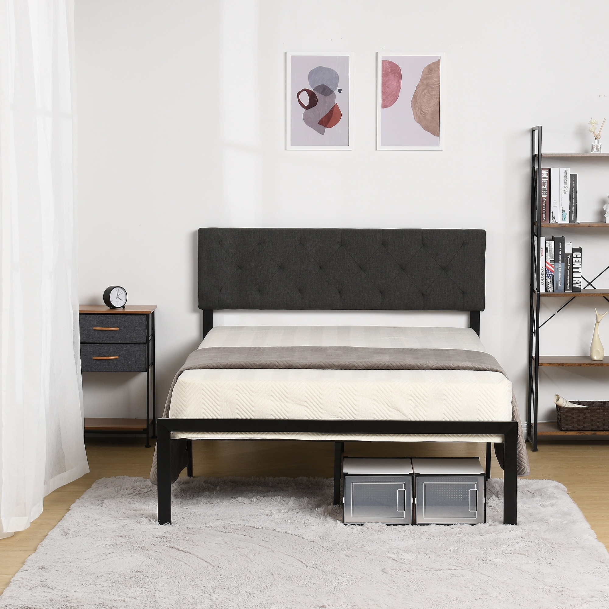 Galaxy Allen Navy Queen Size Bed + Casegoods | Comfyco, image size:2000x2000