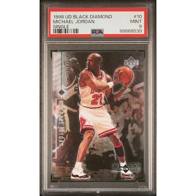 Michael Jordan 1998 Upper Deck Black Diamond Basketball Card #10 Graded PSA 9 - 8' x 11'